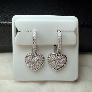 Moissanite Heart Huggie Dangles